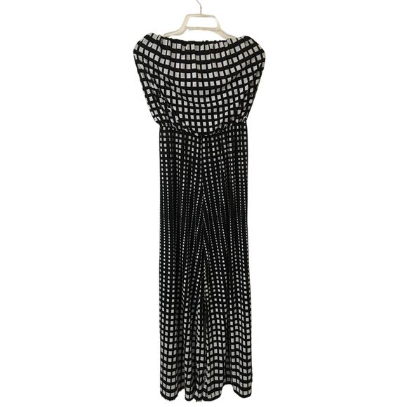 Ariella Small, Black & White Square Sleeveless Tube Jumpsuit Wide Flared Legs - Picture 2 of 4